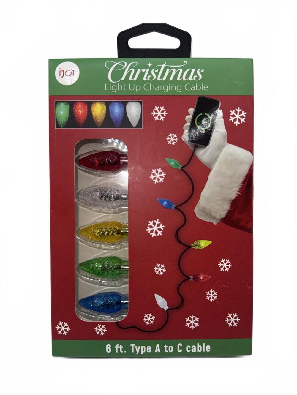 NEW! iJoy Christmas Light Up Charging Cable 6 ft Type A to C USB Cable